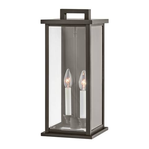 Hinkley Weymouth Collection Two Light Outdoor Medium Wall Mount Lantern, Oil Rubbed Bronze