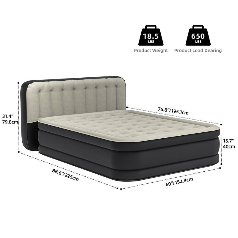 Queen Air Mattress with 31.4" Air Headboard