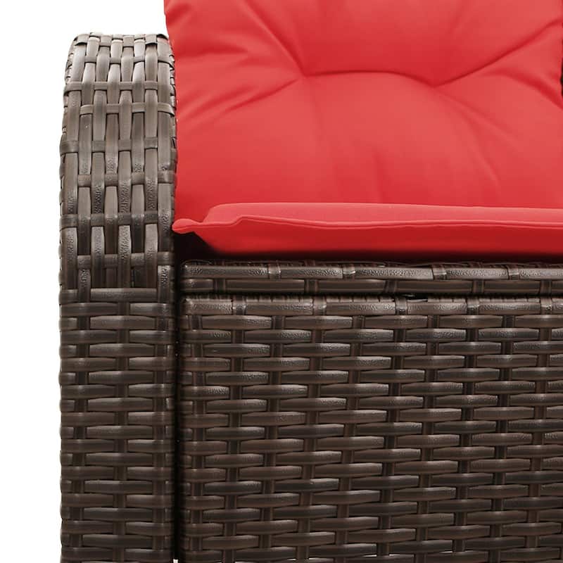 vidaXL 2-Seater Garden Sofa with Cushions Black/Brown/Grey Poly Rattan