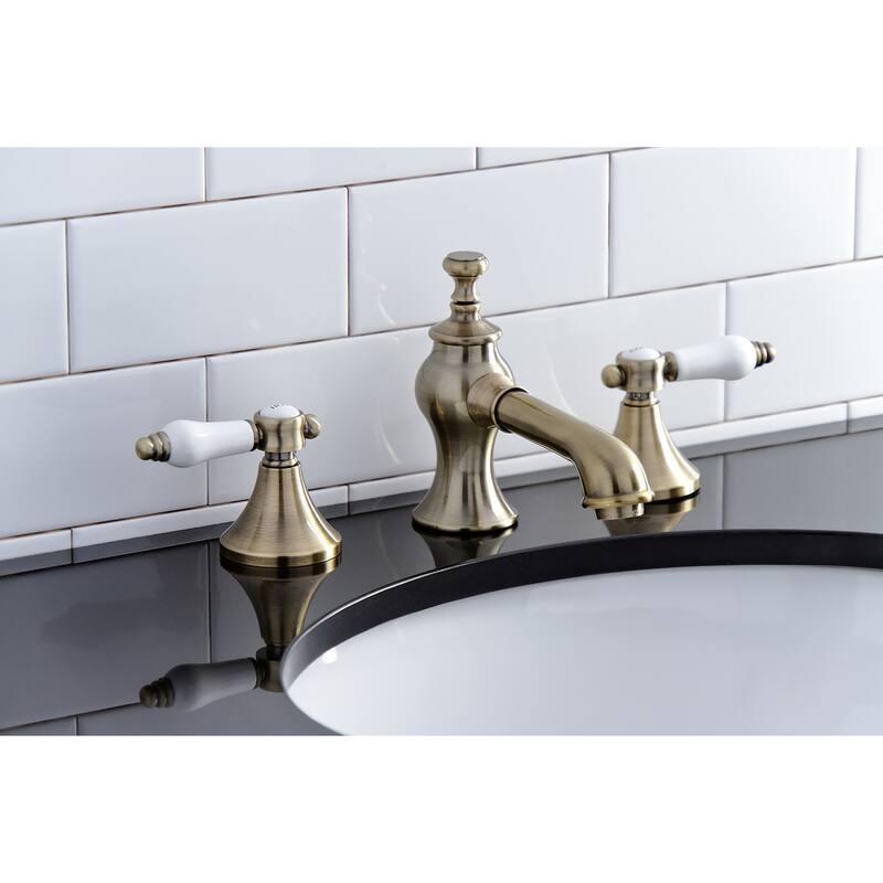 Bel-Air Deck Mount Widespread Bathroom Faucet with Brass Pop-Up