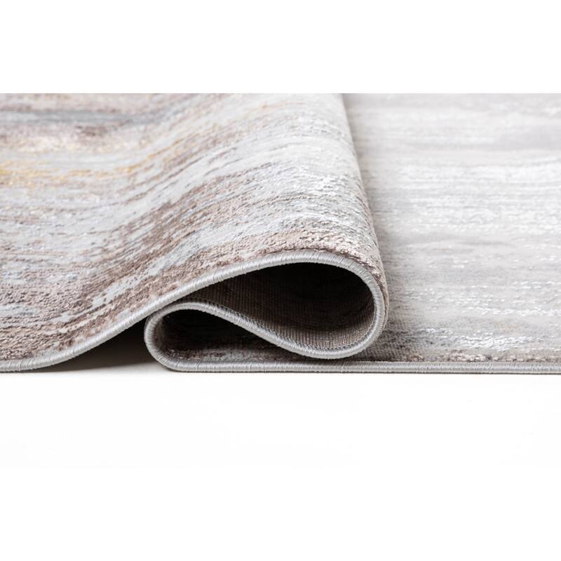 Camryn Collection Abstract Gray/Gold Transitional Area Rug