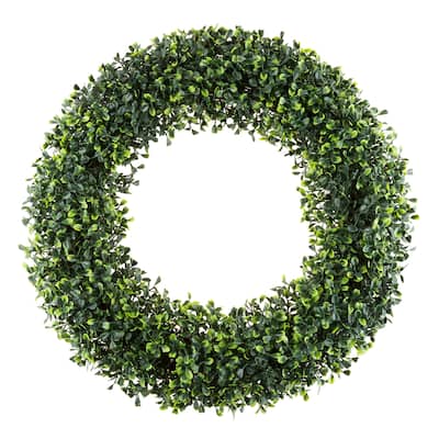 Pure Garden 19.5-Inch Outdoor Faux Boxwood Wreath