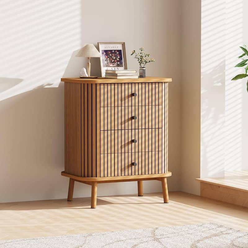 4 Drawer Dressers, Chest of Drawers for Bedroom, Nightstand, Spacious Storage Boho Wicker Dresser