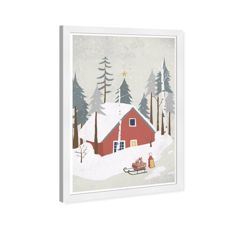 Wynwood Studio Prints Holiday and Seasonal Holiday Getaway Sled Red and Maroon Farmhouse Wall Art Canvas Print