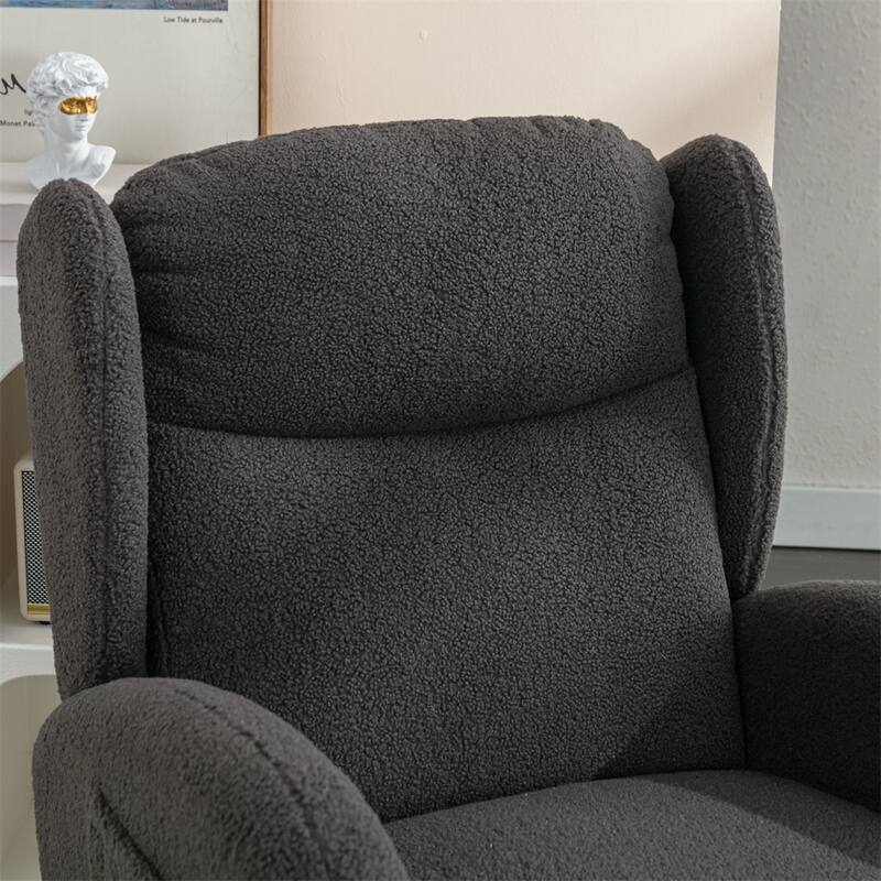 Teddy Fabric Rocking Chair With Packet Wood Legs