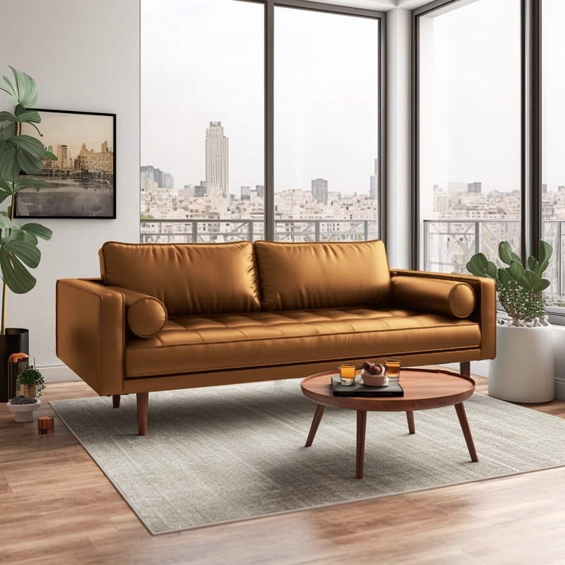 Monica 70" Faux Leather Square Arm Sofa