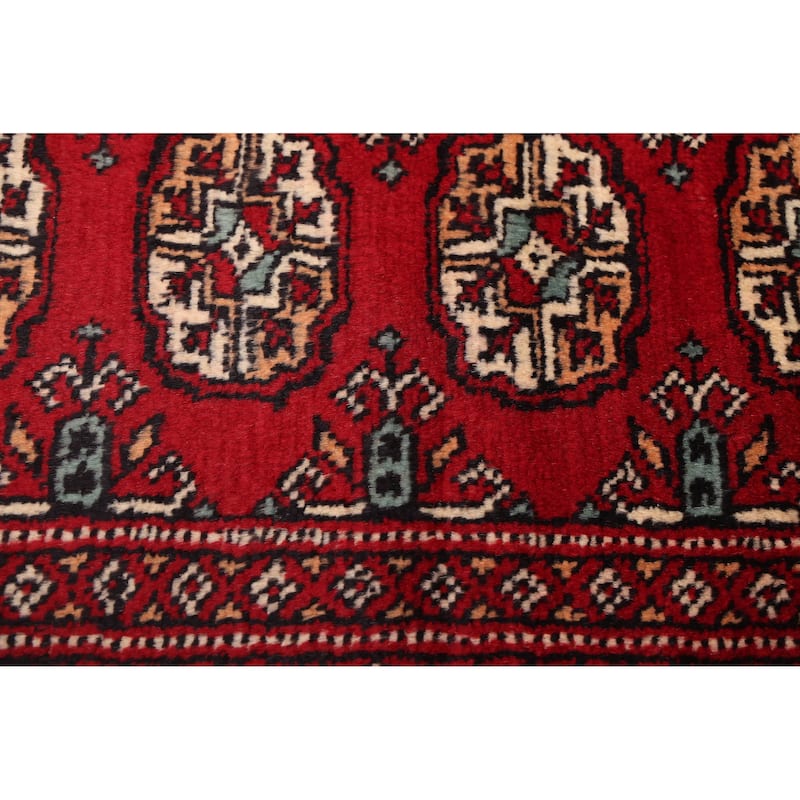 ECARPETGALLERY Hand-knotted Finest Peshawar Bokhara Red Wool Rug - 2'7 x 16'1