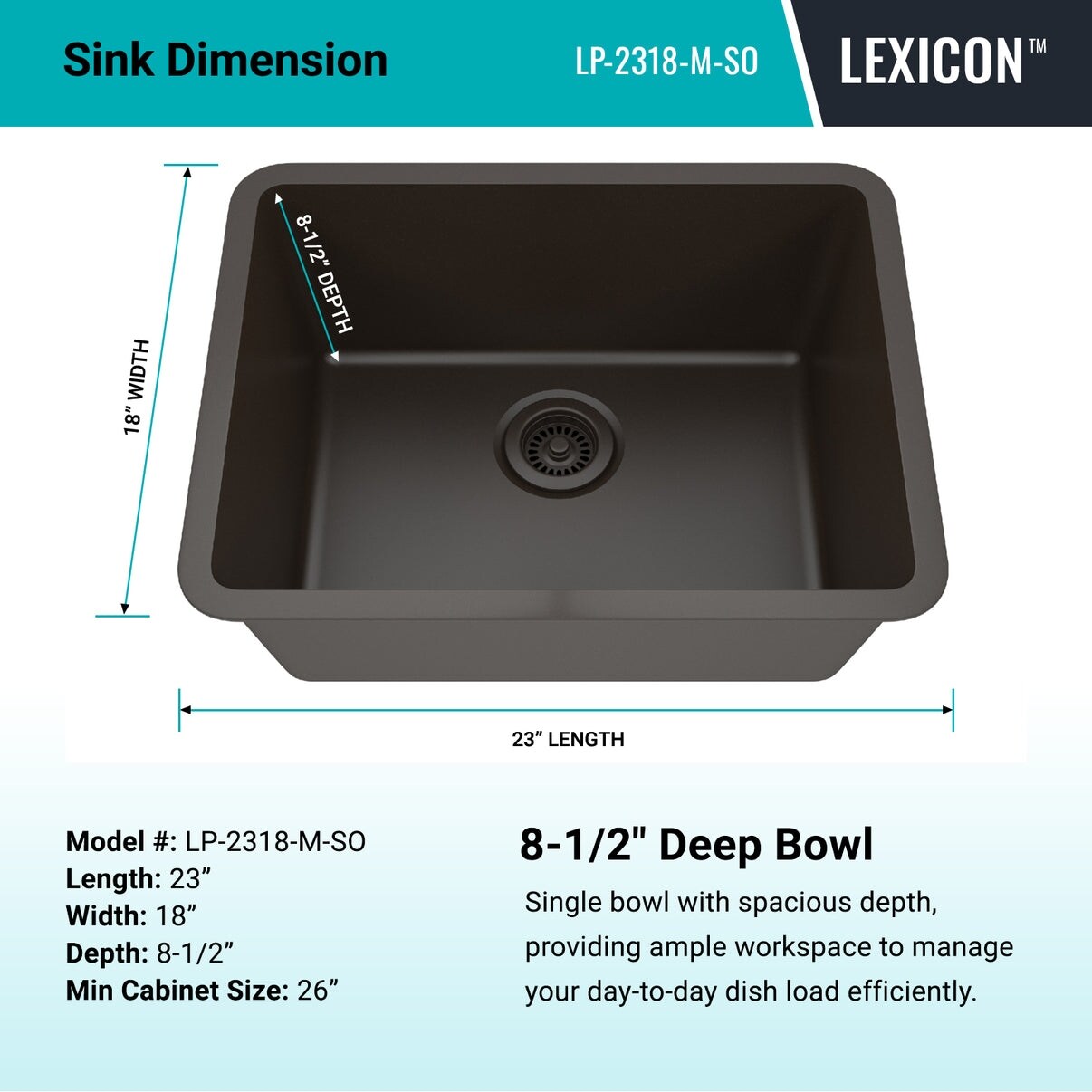23 Inch Lexicon Platinum Quartz Composite Drop-in Undermount