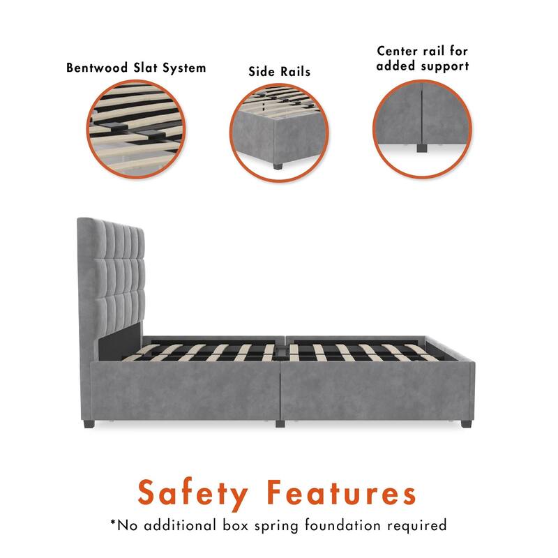 CosmoLiving Serena Upholstered Bed with Drawers