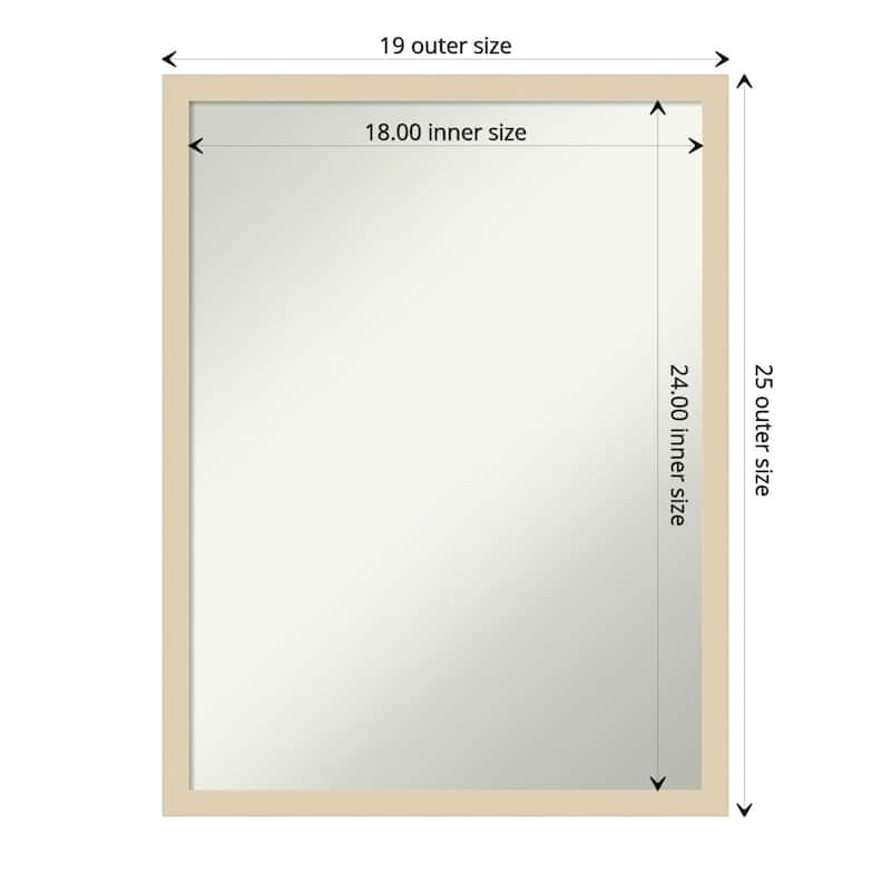 Non-Beveled Wood Bathroom Wall Mirror - Svelte Silver Frame - 19 x 25 in - Svelte Natural
