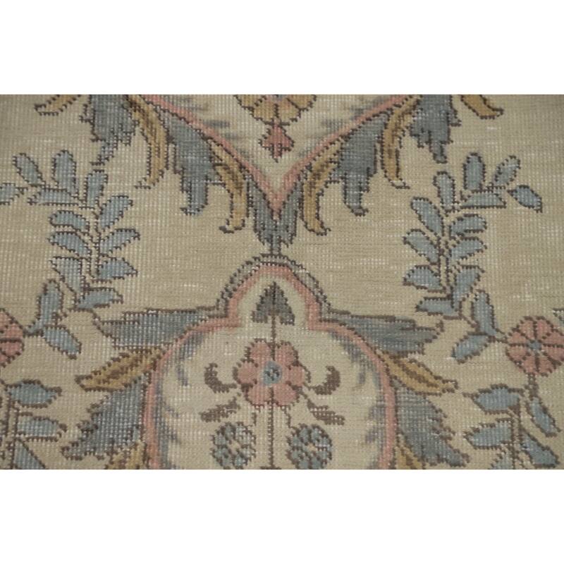 Hand Knotted Oriental 100% Wool Carpet Traditional Medallion Beige & Ivories Tabriz Area Rug - 12' 5'' X 9' 8''