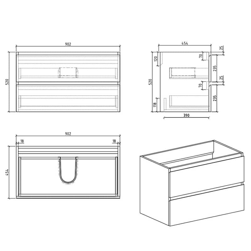 Floating Bathroom Vanity with Solid Surface Top