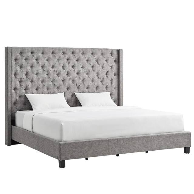 Naples Wingback Button Tufted Tall Headboard Bed by iNSPIRE Q Artisan