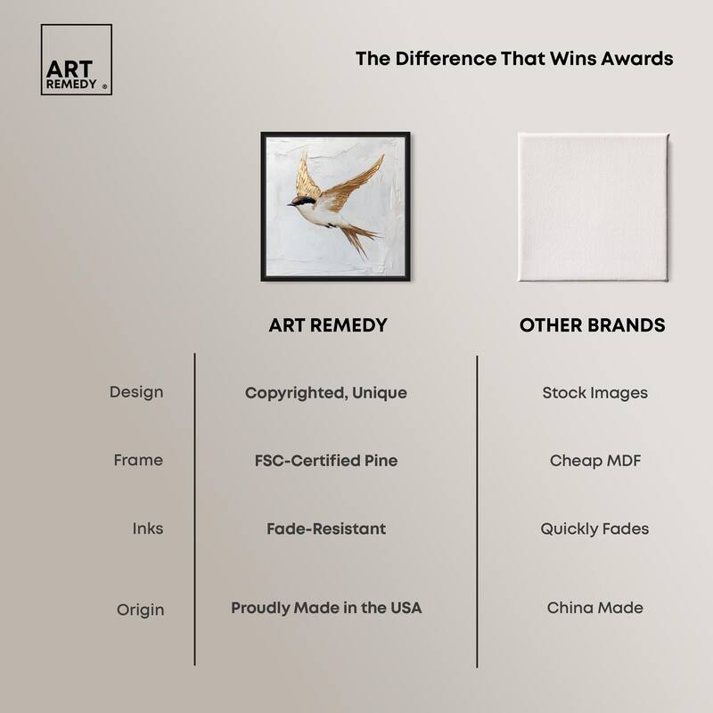 Simple Golden Swallow Canvas by Art Remedy