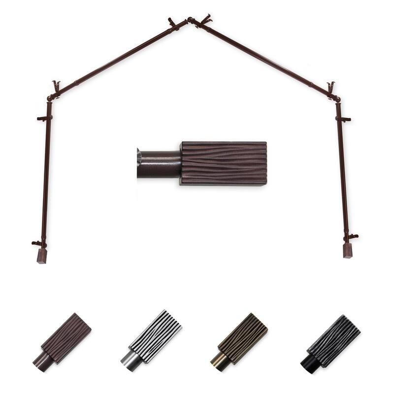 Rustic Curtain Rod Set - Adjustable Telescoping Rods 20-72 Inch - Black Finial Hardware - M