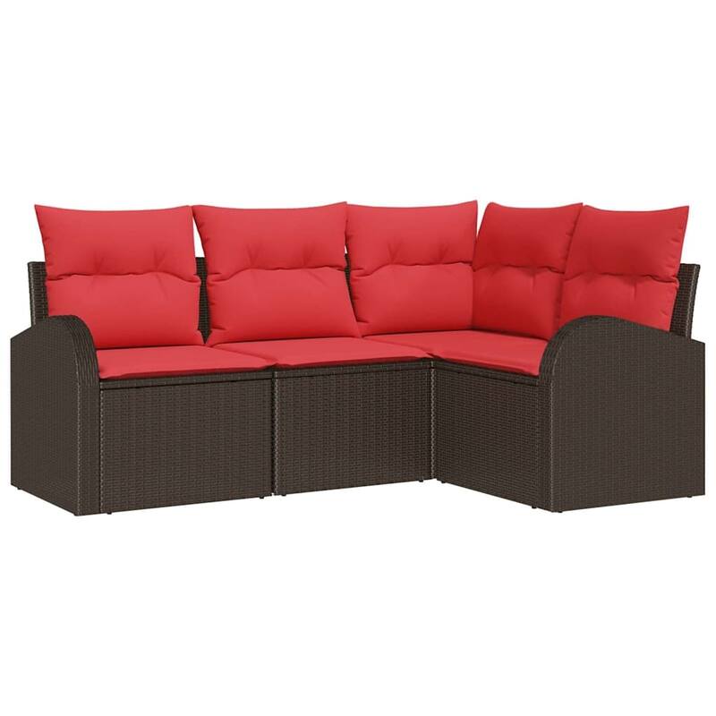vidaXL 4/5 Garden Sofa Set with Cushions Black/Brown/Grey Wicker - 70.5 x 48.8 x 27.2