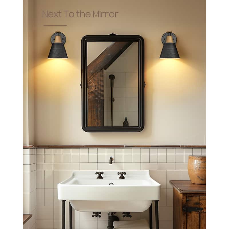 Modern Bathroom Vanity Light, Hammered Metal Shade