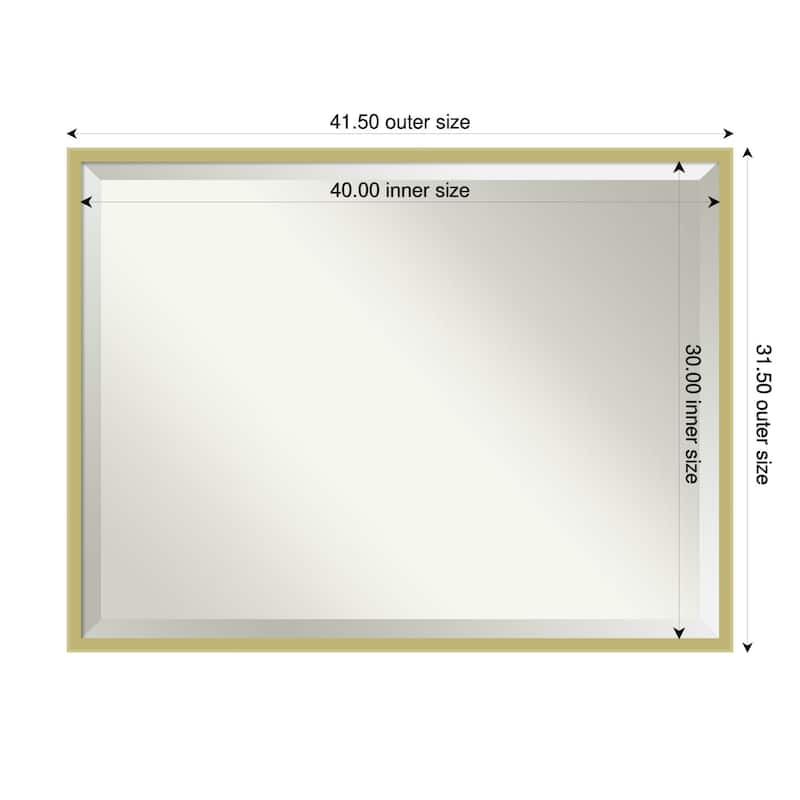 Incline Beveled Wood Framed Wall Mirror - 42 x 32 in - Incline Light Gold