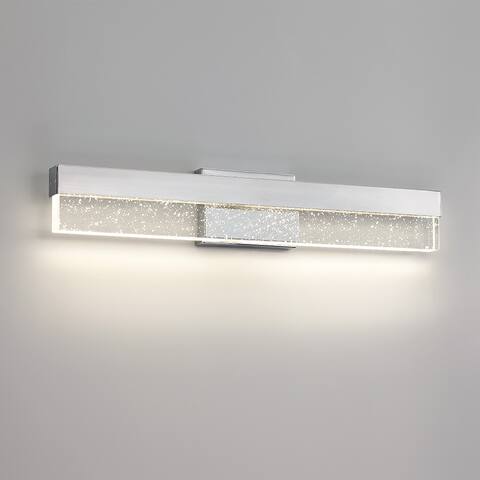 24 in. 3-Light Chrome Modern/Contemporary LED Bathroom Vanity Light Bar with Seeded Crystal - 24" W