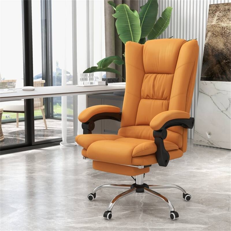 PU Leather Reclining Massage Office Chair with Heat - 25.25" W x 27.5" D x 43.25" -46.5" H