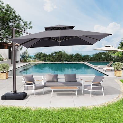 VredHom 11 Ft Patio Cantilever Offset Umbrella with Double Top