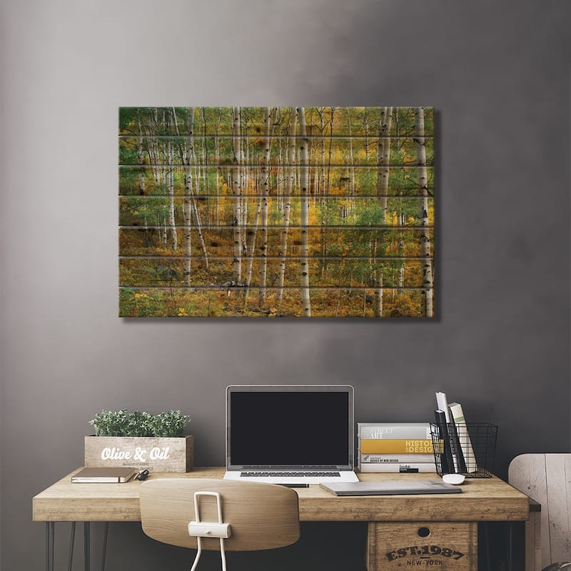 Quaking Aspen Forest, Colorado I Print On Wood by Tim Fitzharris - Multi-Color