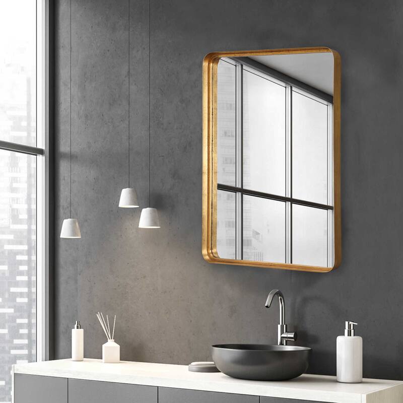 Uttermost Crofton 40" x 30" Rectangular Large Inset Framed Vanity - Antiqued Gold Leaf