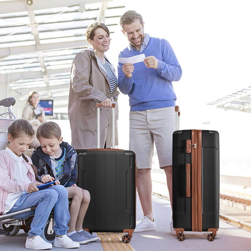 Hardshell Luggage 3 Piece Set with Side Handles, Spinner Wheels and Corner Protectors, for Boarding Travel