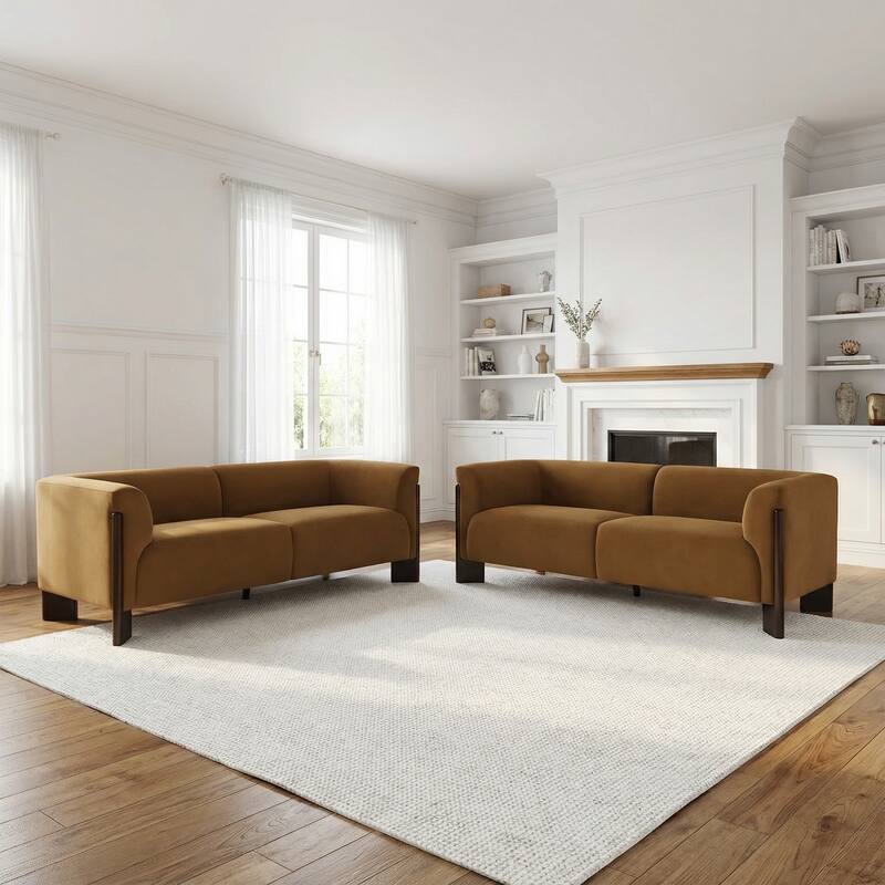 Upholstered Oversized Sofa Loveseat Set of 2