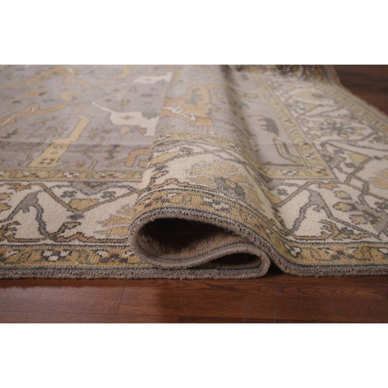 Gray Oushak Indian Rug Hand-Knotted Wool Carpet - 8'0"x 9'8"