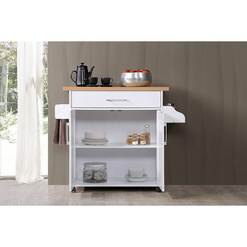 Kitchen Cart with Drawer & Rack - Rolling Storage Cart for Kitchen, Pantry, Island - Antique Accents Design