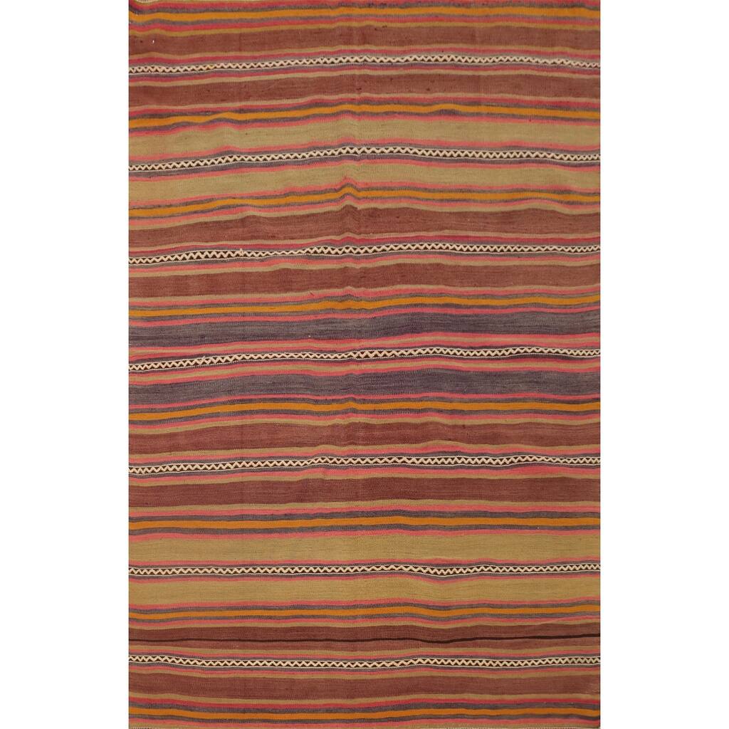 Hand Woven Oriental 100% Wool Carpet Southwestern Geometric Multi-Colored Kilim Area Rug - 6' 3'' X 4' 9''