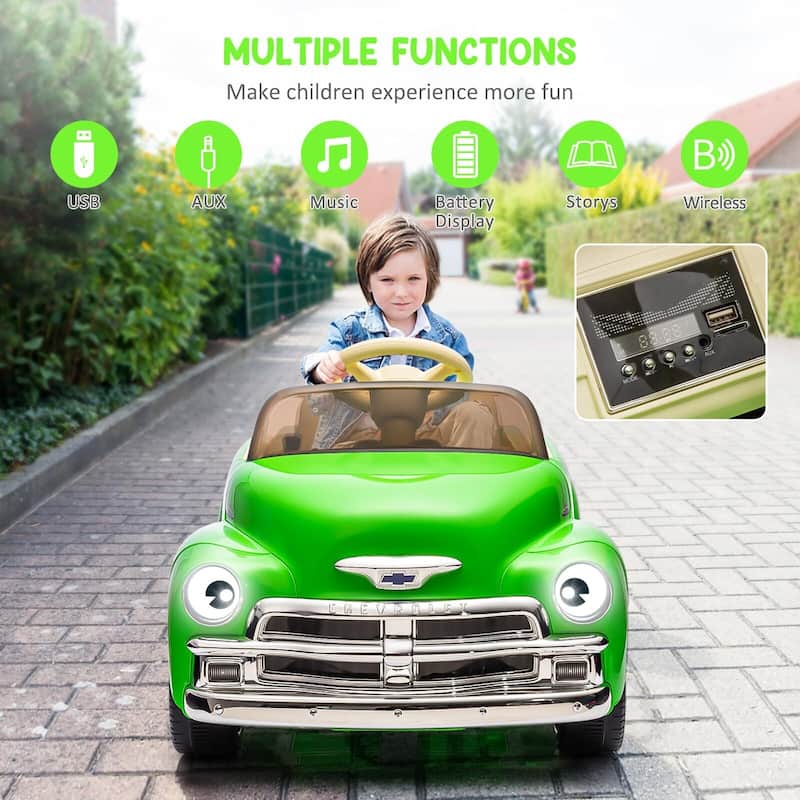 12V Kids Ride On Car, Licensed Chevrolet 3100 Pickup Battery Powered Electric Vehicle