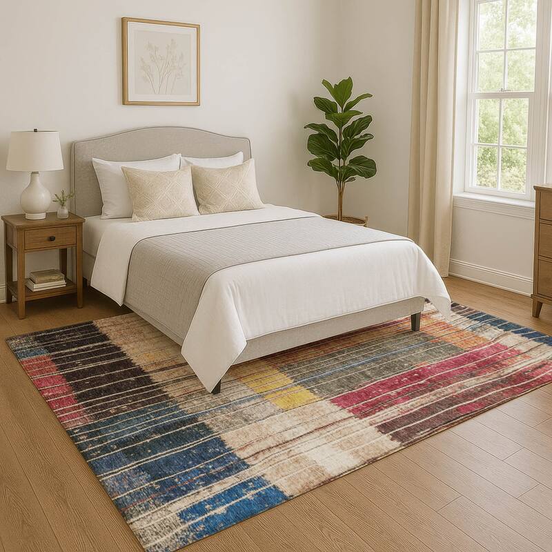 Premium Washable Super Soft Global Stripes Mayfield Rug - Beige - 2'6" x 3'10"