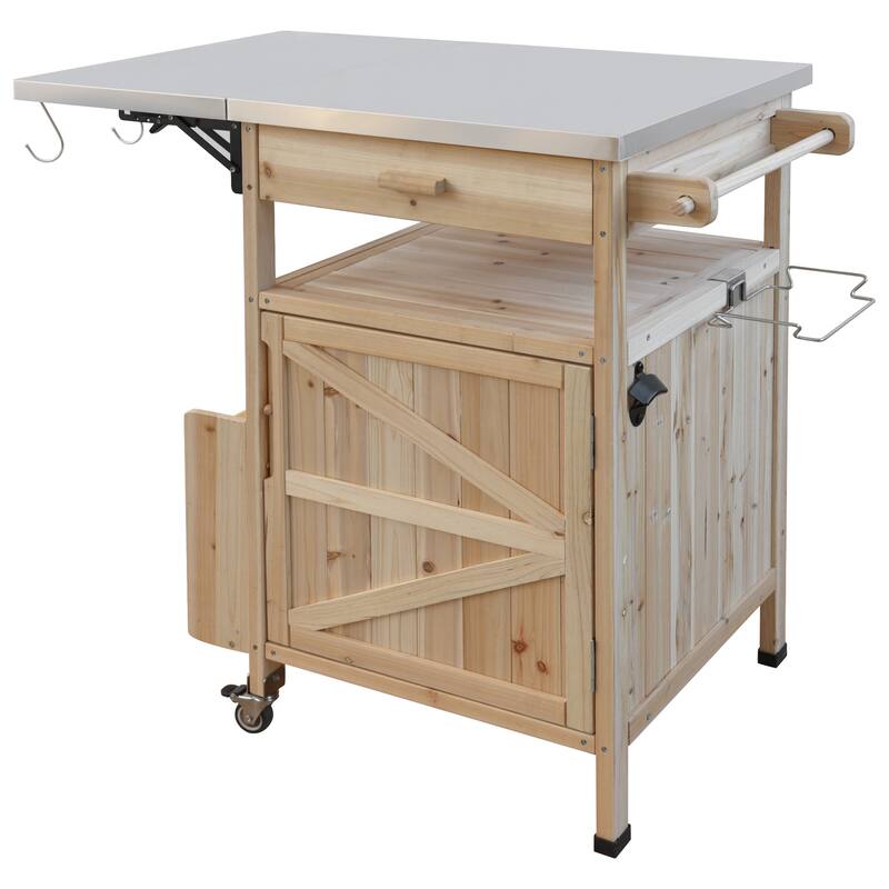 Outdoor Grill Cart Portable Dining Carts Rolling Storage Cabinet