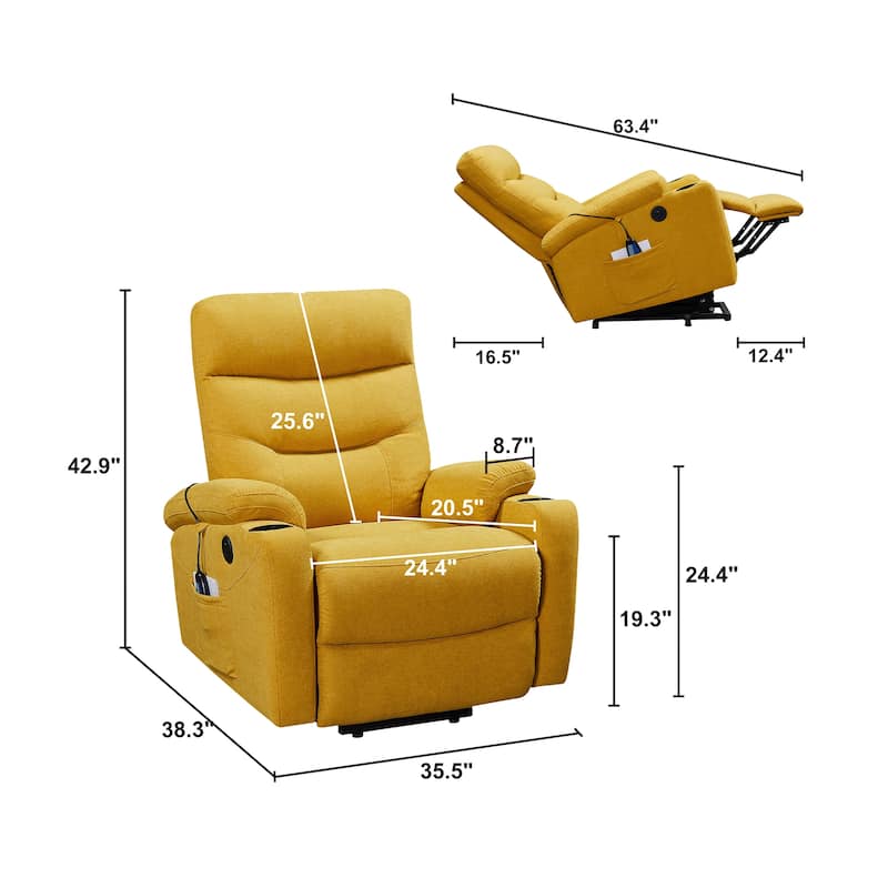 Liyasi Electric Power Lift Recliner Chair Sofa with Massage and Heat for Elderly