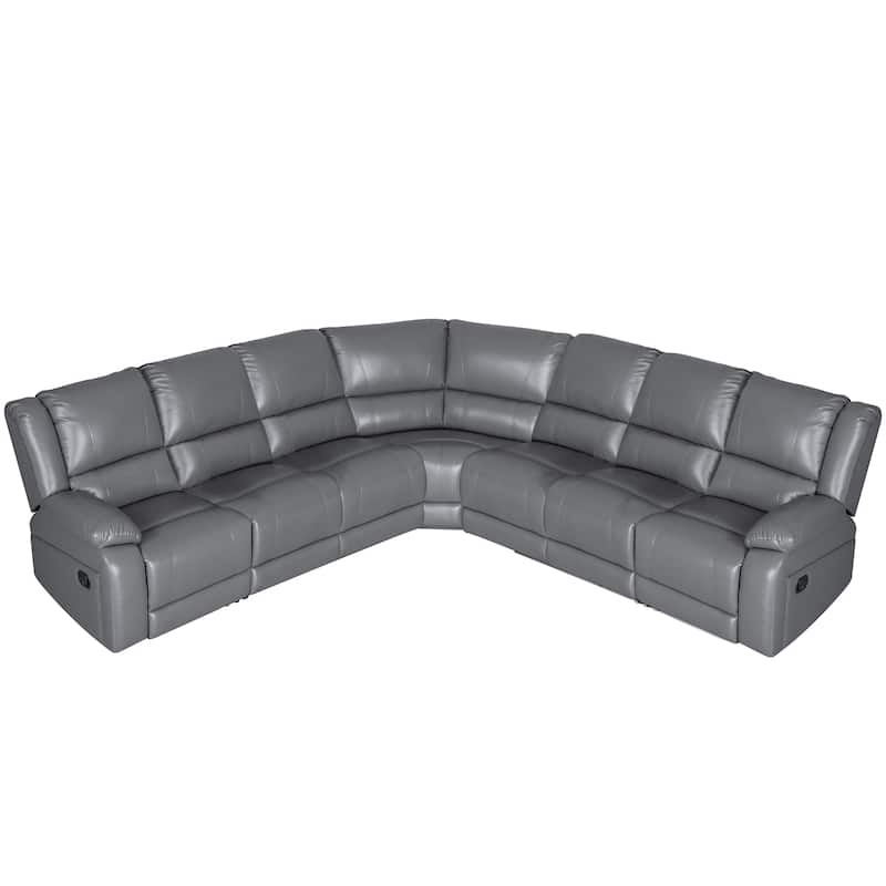 129''W 7-Seat Faux Leather Manual Recliner Large Sectional Reclining Sofa