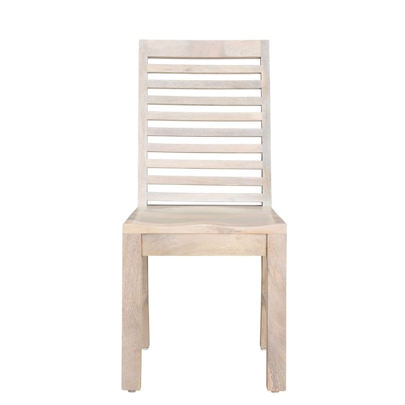 HomeRoots Set of Two White Wood Ladder Back Dining Side Chairs - 17.5' X '39.5' X '17.5
