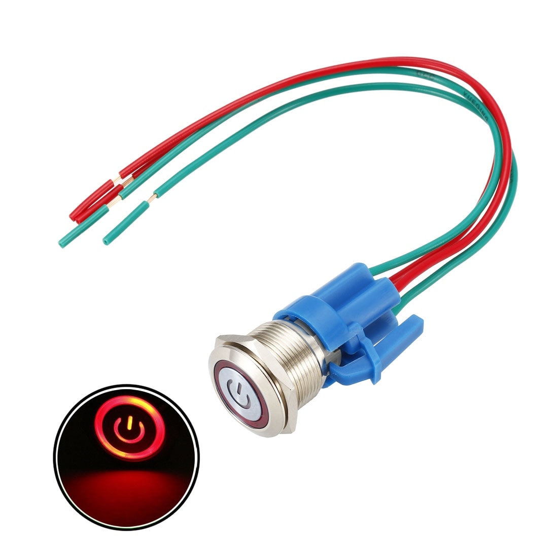 Momentary Push Button Switch 19mm Mounting 1no 24v Red Led With Socket Plug