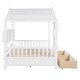 preview thumbnail 24 of 34, Wooden House Bed Kids Storage Bed Frame with 2 Drawers, Storage Shelf for Kids Teens Adults, Wood Slat Support