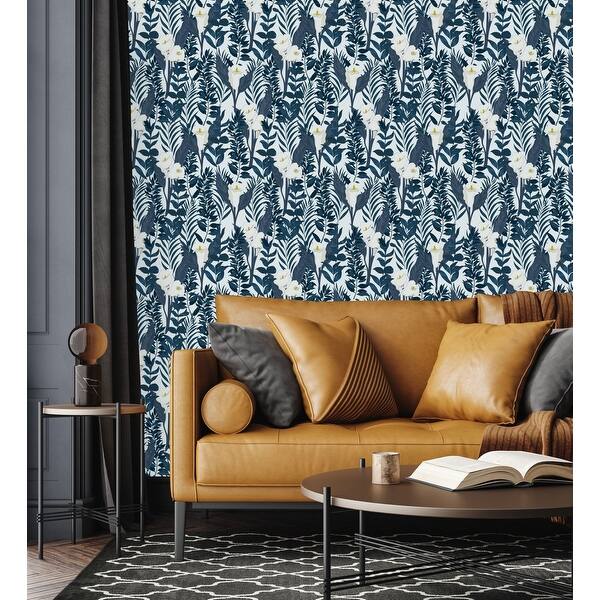 Flowers with Dark Leaves Wallpaper Peel and Stick and Prepasted - Bed ...