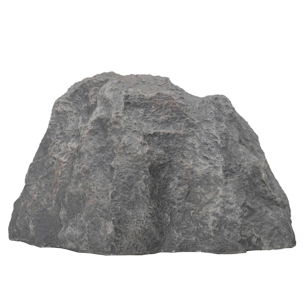 Decorative Outdoor Weather-Resistant Artistic Artificial Faux Stone Rock, Garden Patio Granite Grey Fiberglass Stone