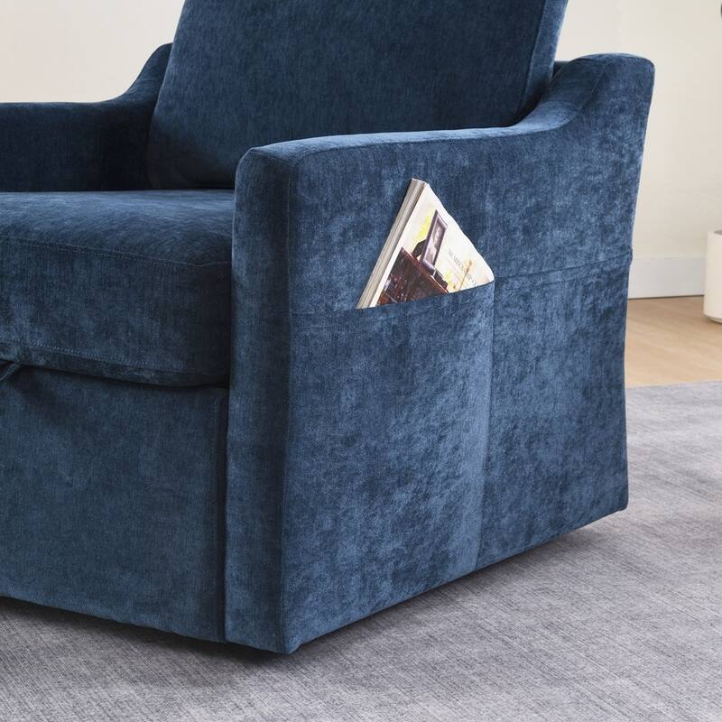 Swivel Arm Chair with Soft Chenille Fabric