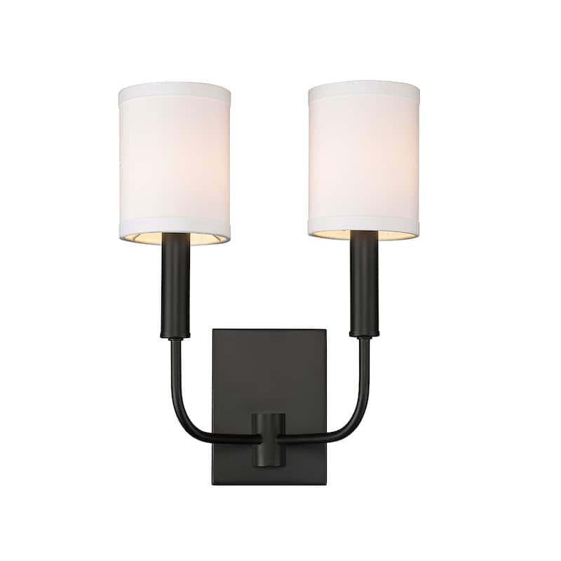Matte Black Modern Glam Traditional 2-light Wall Sconce with Shade