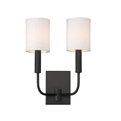Matte Black Modern Glam Traditional 2-light Wall Sconce with Shade