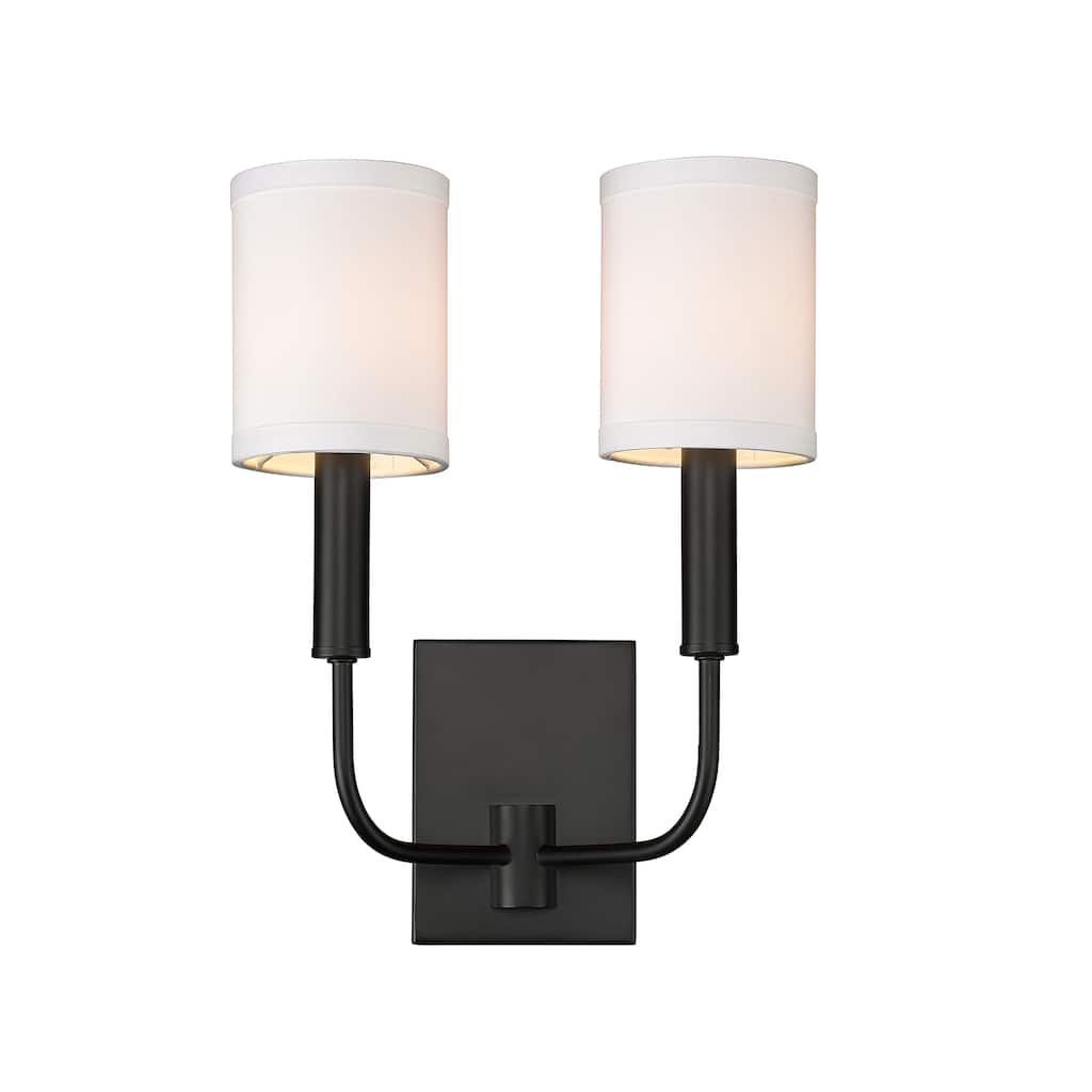 Matte Black Modern Glam Traditional 2-light Wall Sconce with Shade