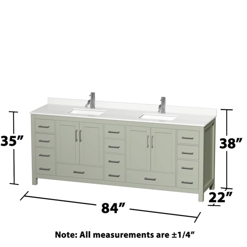 Sheffield 84-inch Double Vanity, Single Hole Quartz Top