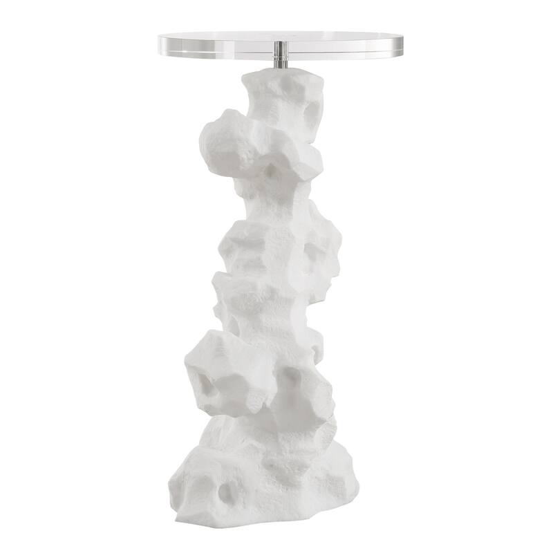 Round Top Abstract End Accent Table - 24.5" - White