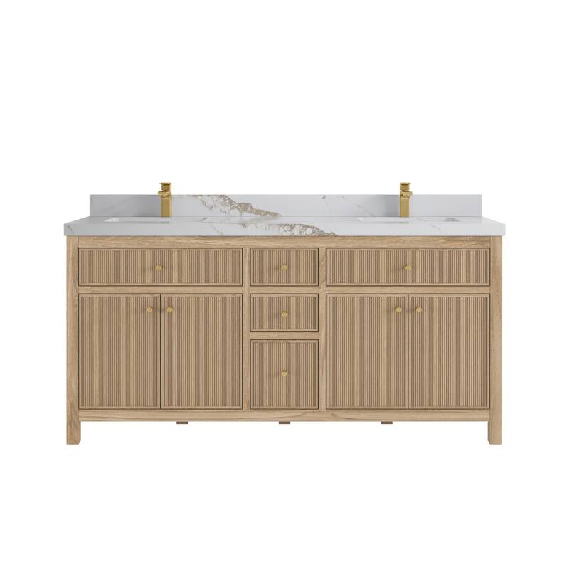 Willow Collections 72 in. W x 22 in. D Sonoma Teak Double Sink Bathroom Vanity with Countertop