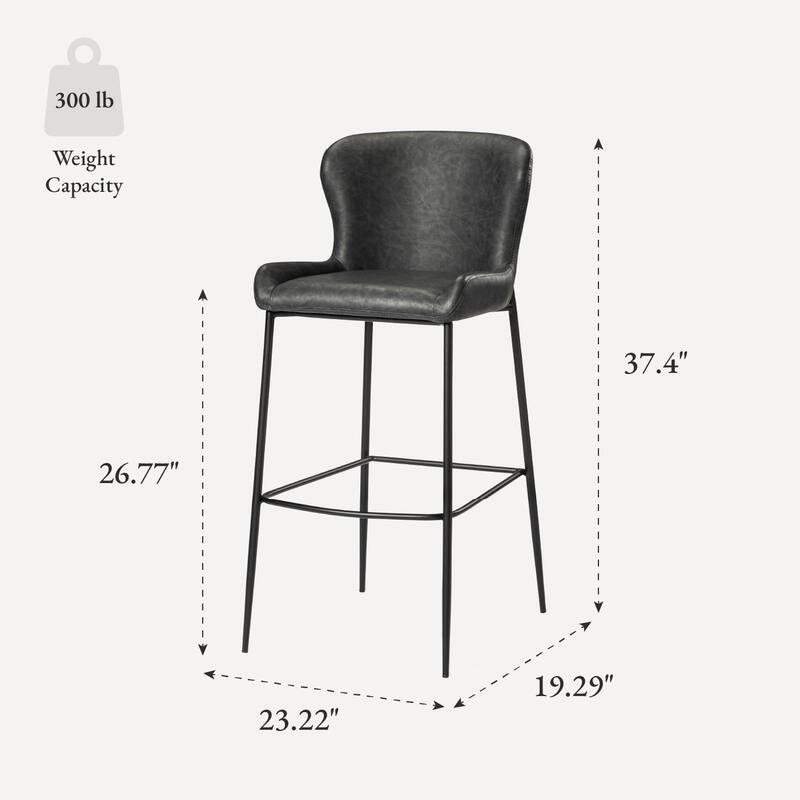 Maven Lane Naomi Metal and Vegan Leather Kitchen Dining Stool